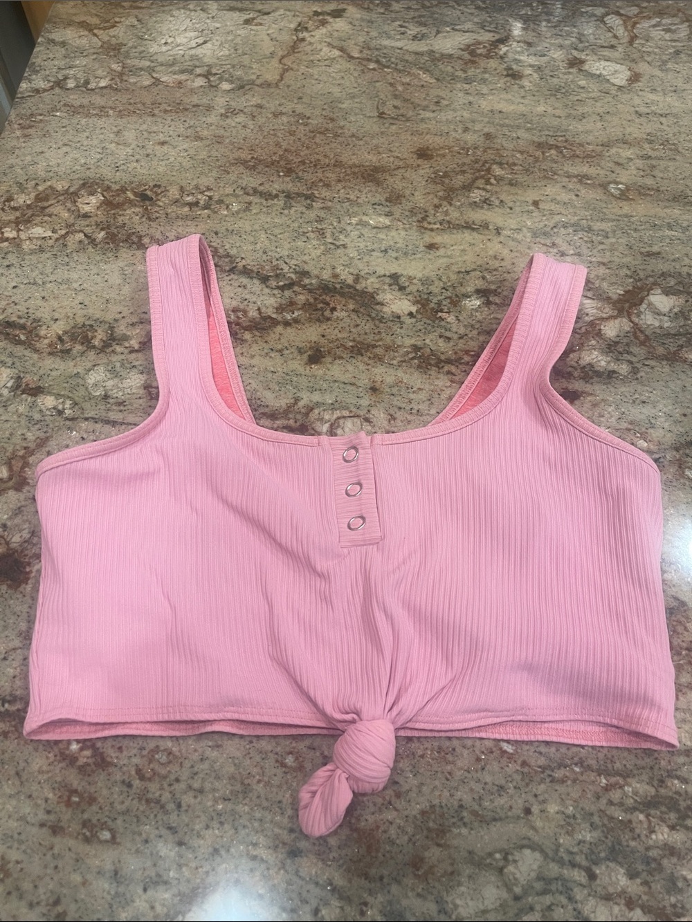 Bombshell Sportswear - Women’s Pink Ribbed Knot Front Tank Top S:L - Picture 1 of 5